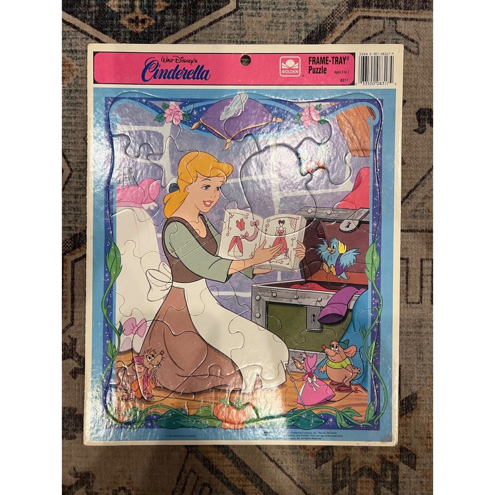 Vintage Golden Frame-Tray Puzzle 11"x14" Disney's Cinderella 1990s Princess